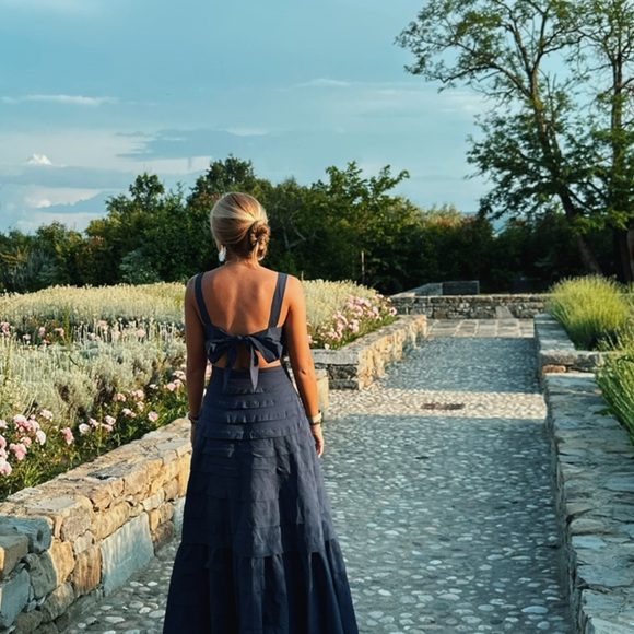Jonathan Simkhai Navy Blue Tiered Maxi Dress - Picture 2 of 5